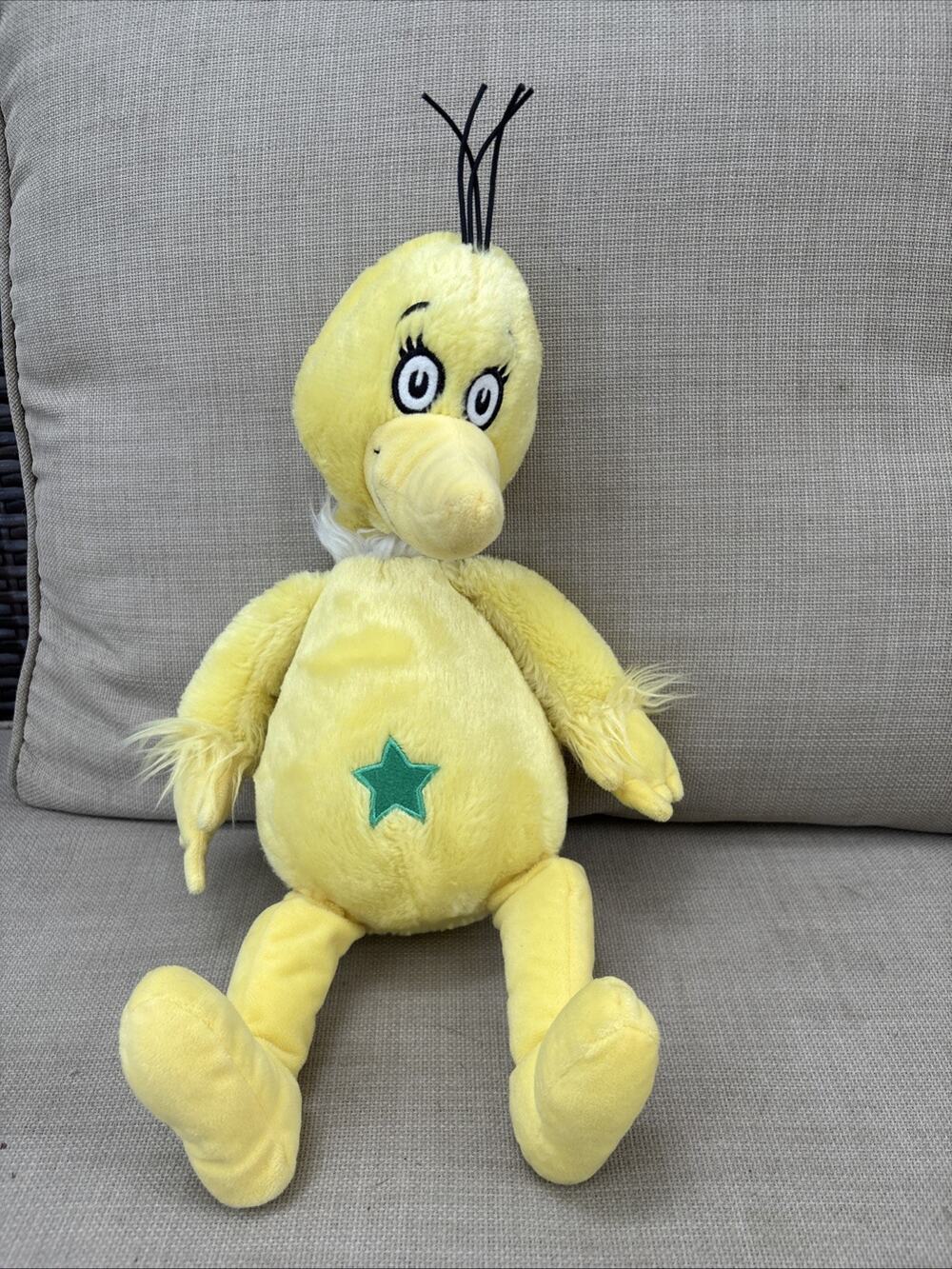16" Plush Dr. Seuss Sneetches Bird Yellow Star green Stuffed Animal Toy